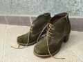 Обувки тъмнозелен велур 38, снимка 2