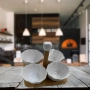 Елегантен комплект от 4 керамични купички с дървена стойка, снимка 5