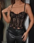 Елегантен дантелен корсет-топ в черно и бежево, снимка 4