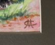 Картина акварел Пейзаж с мост, в рамка 28/28 см, отлична, снимка 4
