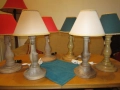 Колекция от настолни /нощни/ лампи със стойки от сруговано дърво, снимка 1
