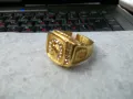Мъжки пръстен неръждаема стомана златен цвят - конче с подкова, снимка 6