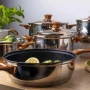 Комплект съдове за готвене от 12 части – Неръждаема стомана, равномерно нагряване и лесна поддръжка, снимка 3