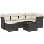 vidaXL Градински комплект диван с възглавници 7 части черен полиратан（SKU:3263182, снимка 1 - Градински мебели, декорация  - 45080423