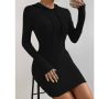 Атрактивна дамска рокля с качулка в черно , снимка 1 - Рокли - 45469979