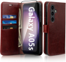 MONASAY Кожен калъф за за Samsung Galaxy A05S,с държач за кредитни карти,бордо