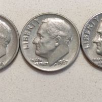 Монети САЩ 1 дайм, [1966-1977], снимка 1 - Нумизматика и бонистика - 45810390