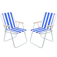 Комплект 4 стола за градина/тераса/плаж , Сгъваеми, 60x70 cм, Син Бял от германия , снимка 5 - Градински мебели, декорация  - 44971743