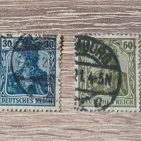 Германия империя 1920 г. 30 и 60 пфенига нови цветове, снимка 1 - Филателия - 45542098