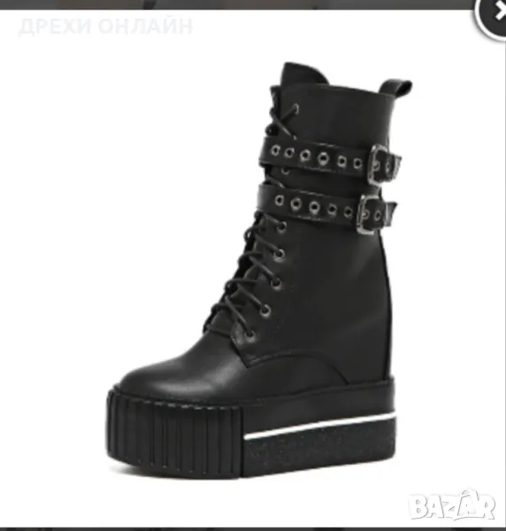 Черни боти на платформа , снимка 1
