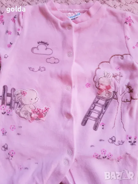 Плюшени,финни  розови бебешки гащеризони 2бр. , снимка 1