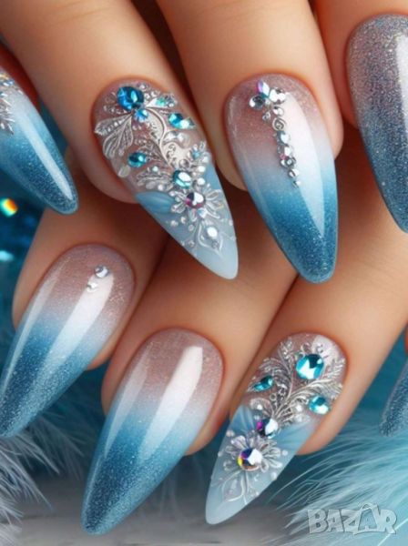 👑 💗Комплект Разкошни Press-on Изкуствени Нокти 24 броя 💋 КОД : nail1173💗 👑 💋 ➡️ 😱Уникалниииии, снимка 1