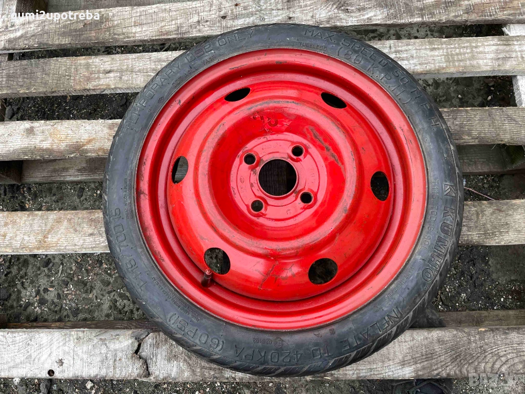 15 резервна джанта патерица 4х100 Hyundai I20 Kia Rio Toyota Aygo 115/70/15, снимка 1