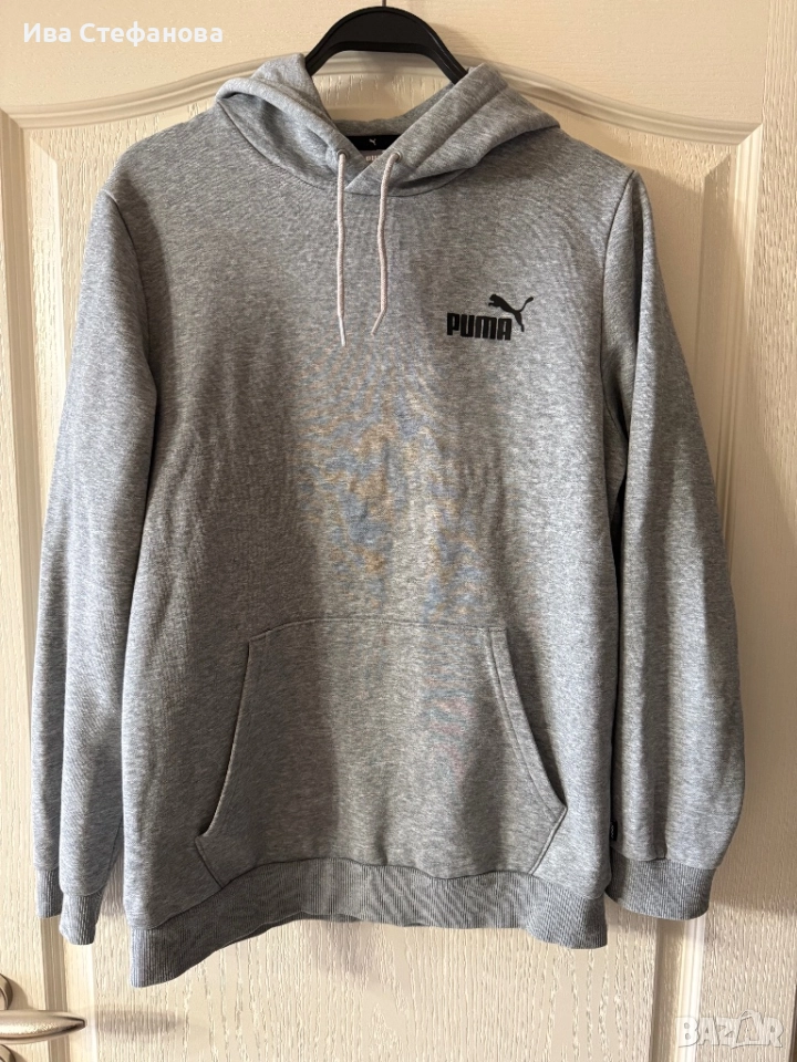 Ново wow сива оригинална маркова качулка сива  суичър ватирана блуза худи Puma Пума, снимка 1