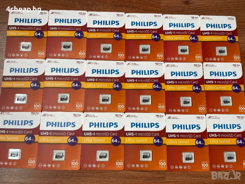 Карта памет microSD Philips 64GB, 100 MB/s, снимка 1