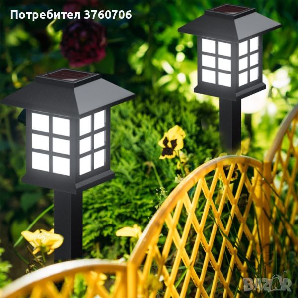 Комплект от 6 броя соларни LED лампи за двор и градина / Височина на соларната LED лампа: 27 см.; Ра, снимка 1