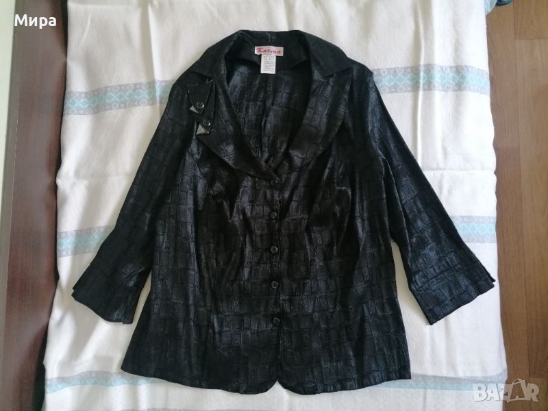 Елегантна черна блуза с 3/4 ръкав, снимка 1