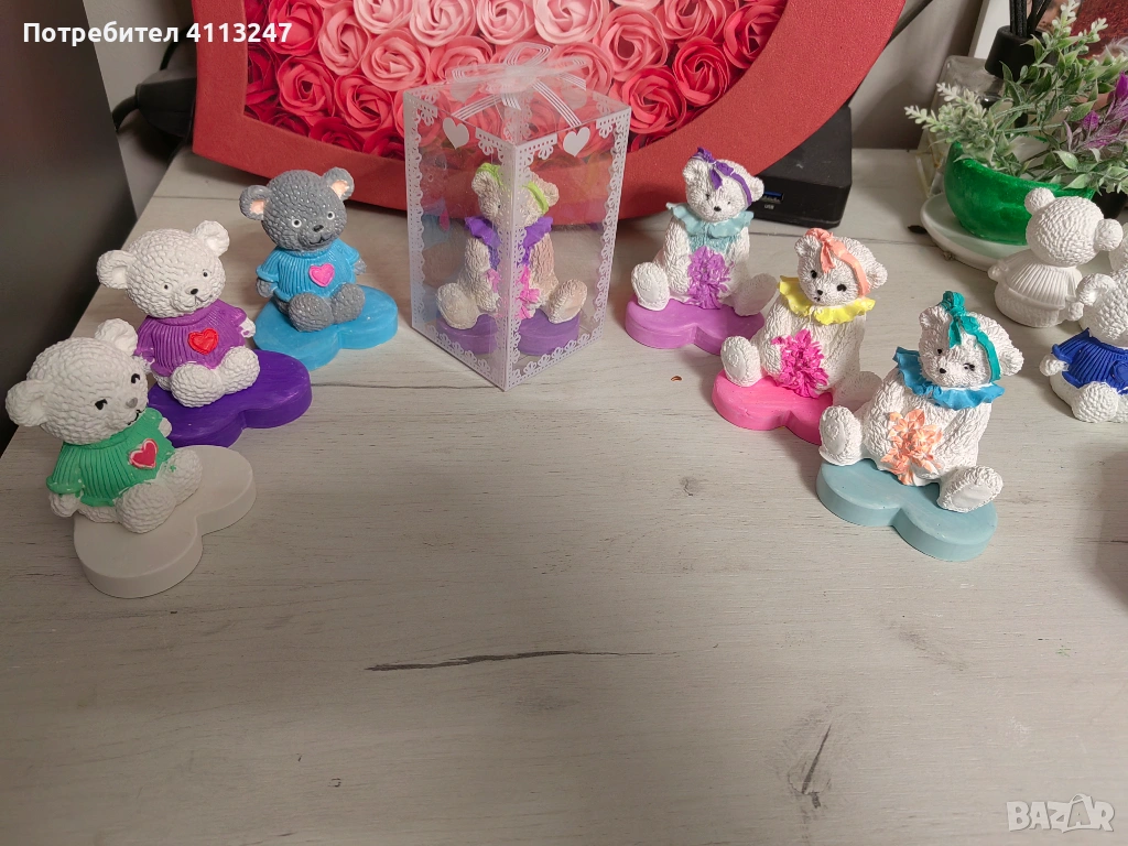 Ръчно изработени керамични меченца върху сърце, снимка 1