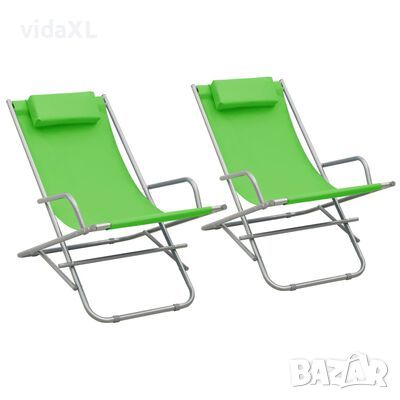 vidaXL Люлеещи се столове, 2 бр, стомана, зелени（SKU:310339, снимка 1