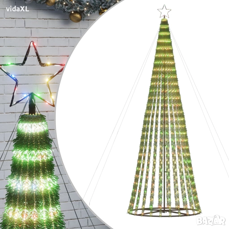 vidaXL Коледна елха светещ конус 688 LED цветна 300 см(SKU:358071), снимка 1