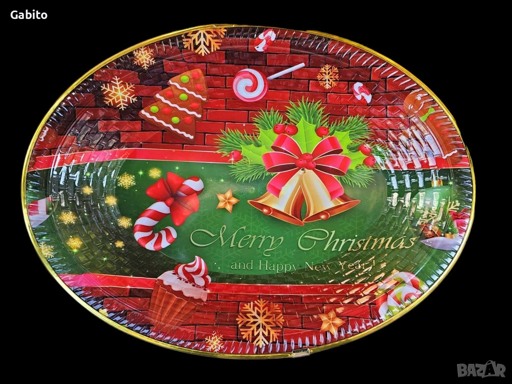 Пластмасова коледна чиния, снимка 1