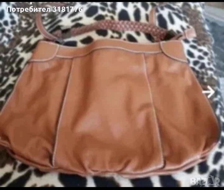 Дамска чанта от естествена кожа с дълга дръжка., снимка 1