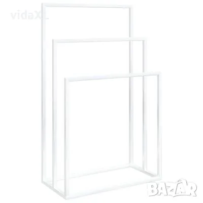 vidaXL Свободностояща поставка за кърпи, бяла, 48x24x79 см, желязо(SKU:343091), снимка 1