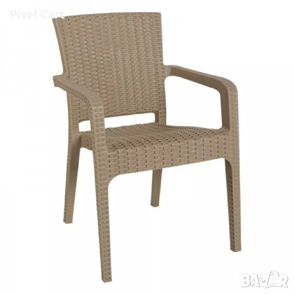 Стилен градински стол - Бежов, снимка 1