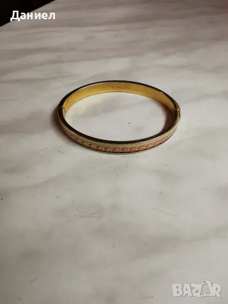 Coach Signature C Pink/Gold Multicolor Enamel Bangle Bracelet (C4919), снимка 1