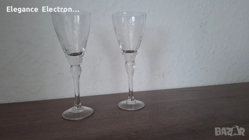 2бр стъклени чаши за Шампанско. 15см, снимка 1