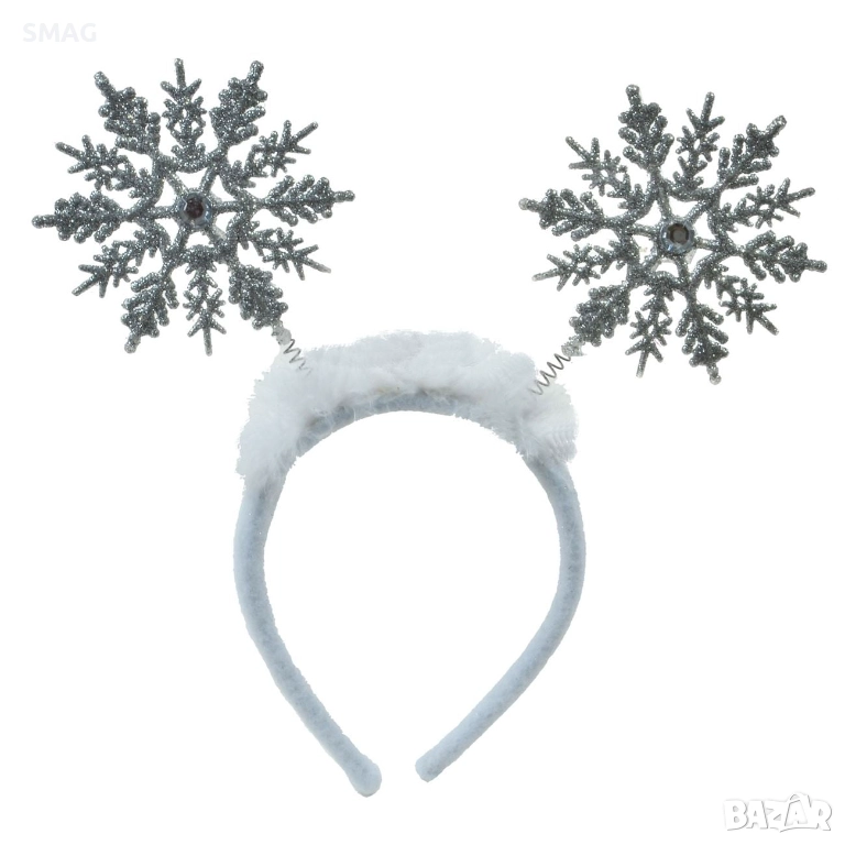 Коледна диадема сребриста със снежинки_1143185, снимка 1