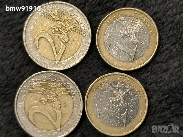 Колекционерски 1 и 2 евро с буква А, снимка 2 - Нумизматика и бонистика - 53655962