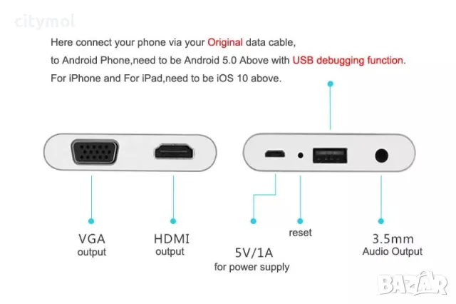 5 в 1 цифров HDTV докинг HDMI VGA AV адаптер конвертор, снимка 6 - Други - 46990439