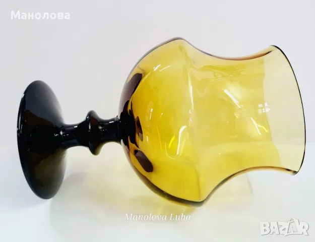 Кехлибарена ваза/бокал Empoli Art Glass Италия., снимка 5 - Колекции - 49366774