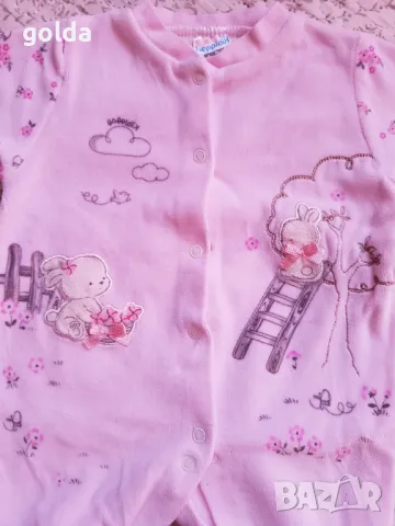 Плюшени,финни  розови бебешки гащеризони 2бр. 