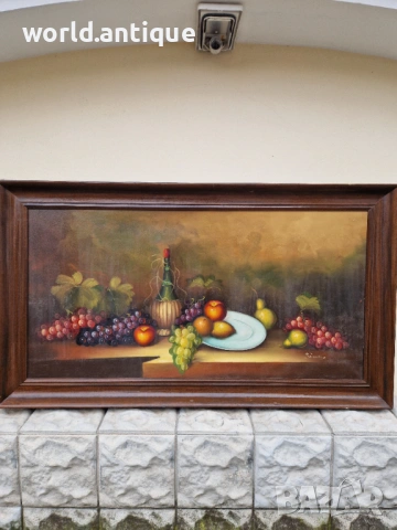 Натюрморт огромен авторски масло върху платно , снимка 3 - Антикварни и старинни предмети - 53211165