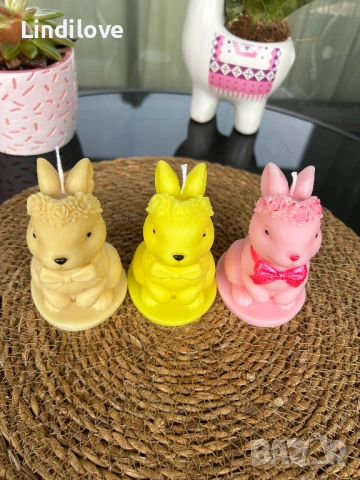 Соева свещ зайче ръчно направена ароматизирана, снимка 8 - Декорация за дома - 53898590