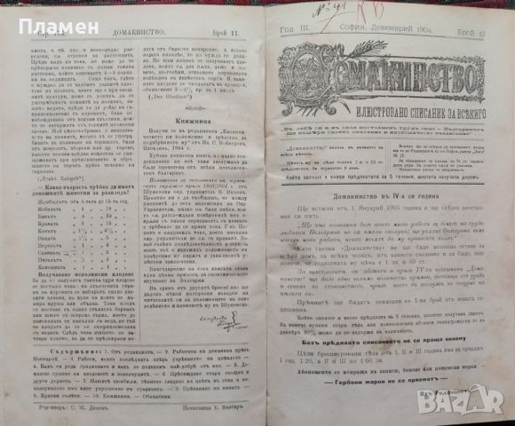 Домакинство. Илюстровано Списание За Всекиго. Год. 3: Брой 1-3, 6-12 /1904, снимка 8 - Антикварни и старинни предмети - 46632312