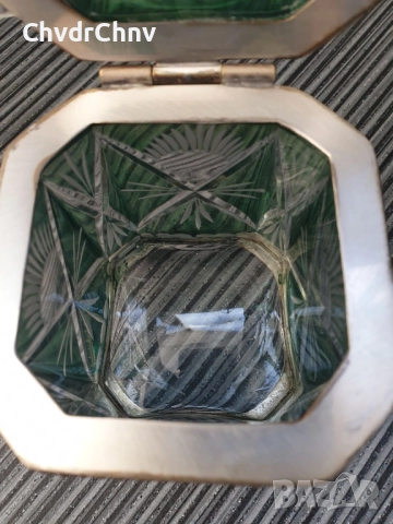 Стара Бохемия кристална кутия с капак 14см/бижутерка-бонбониера-захарница, снимка 6 - Антикварни и старинни предмети - 52967184