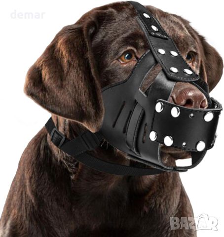 Кожен намордник за големи кучета питбул, американско були, против лай и ухапване, черен, снимка 1 - За кучета - 45622469