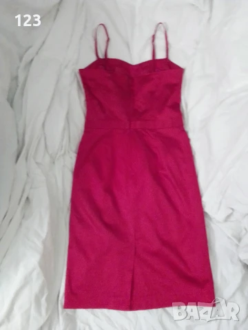 Елегантна сатенена червена рокля с камъчета-диамантчета и горна част, снимка 4 - Рокли - 50647910