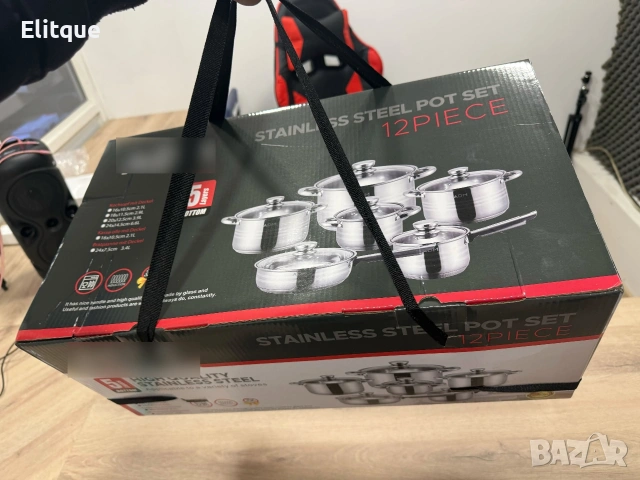 Комплект тенджери от неръждаема стомана – 12 части с капаци BXGG-001, снимка 5 - Съдове за готвене - 53389701