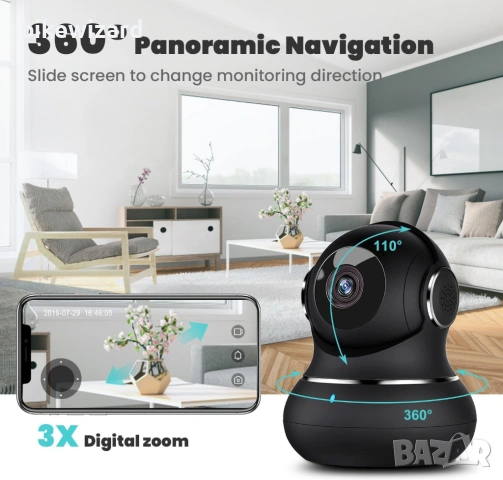 Littlf камера за наблюдение 360-градусова камера за наблюдение на закрито, Wi-Fi камера НОВА