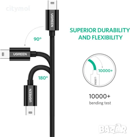 UGREEN USB C към Mini USB кабел, за цифров фотоапарат, MP3 плейър, GPS и др. 100 см, снимка 6 - USB кабели - 46990968