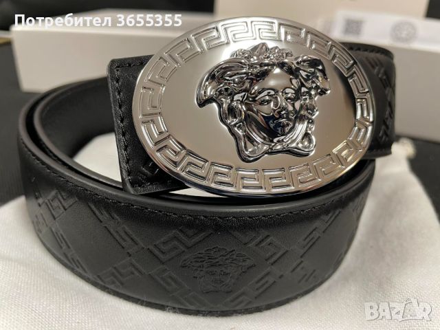 Нов мъжки колан от естествена кожа Versace medusa 110см и 115см, снимка 3 - Колани - 45190271