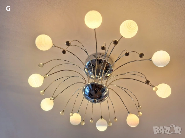 Лед полилей - Фонтан, лампион, лампа 10 крушки. Диаметър 60см., снимка 3 - Лампи за таван - 53854840