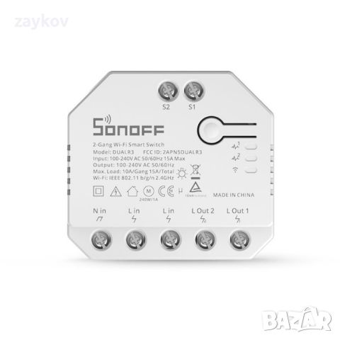 Sonoff DUALR3 смарт суич, 2 канален, WiFi, снимка 3 - Друга електроника - 45211180