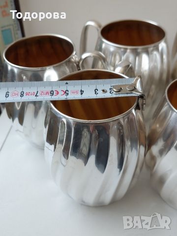 Шест броя чаши (халби)silver plate-вместимост 350 мл.посребрени с вътрешна позлата., снимка 3 - Антикварни и старинни предмети - 45693217