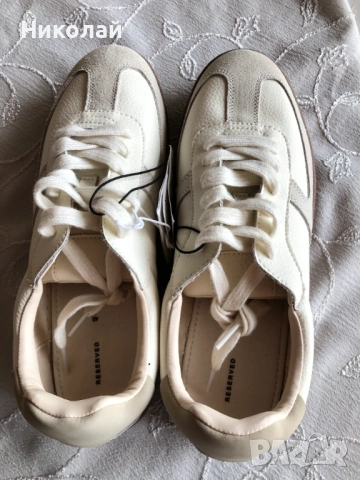 Маратонки  / сникърси / спортни обувки Reserved, естествена кожа, 42 номер, бели, нови с етикет, снимка 7 - Маратонки - 53486428