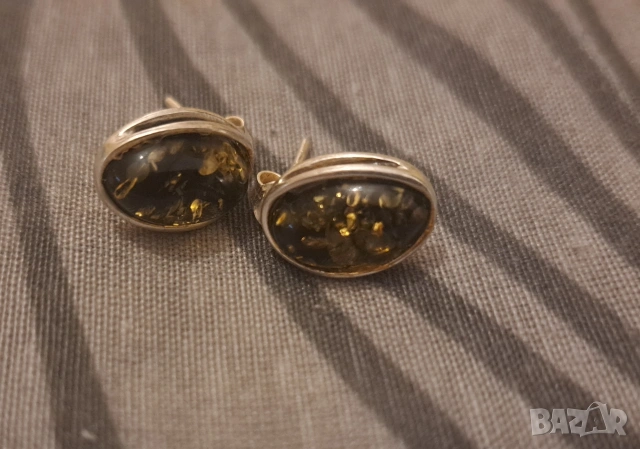 Срвбърни обеци с кехлибар